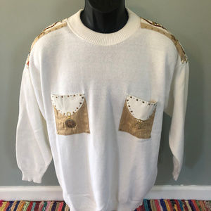 80s Cowboy Horse Sweater Horseshoe Western Large
